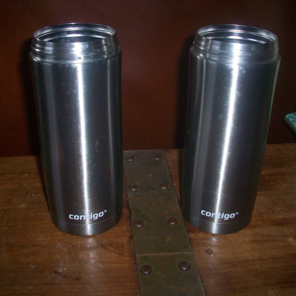 2 pc Contigo Travel Mug Lot Bundle Ignite 2015 Stainless Steel Insulated, no top